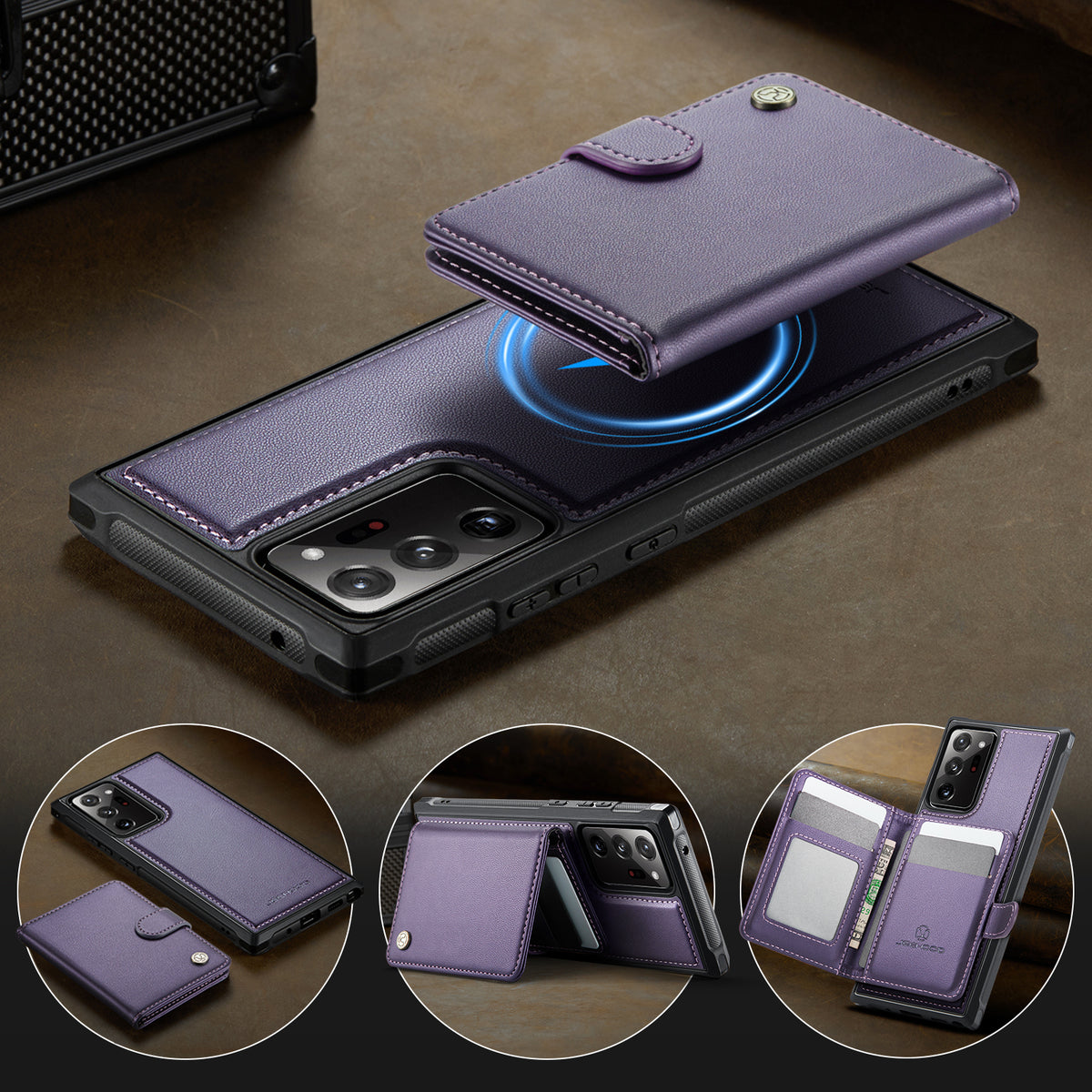 JEEHOOD For Samsung Galaxy Note20 Ultra Case  J09 RFID Blocking Card Holder Leather Back Phone Cover Magnetic Case