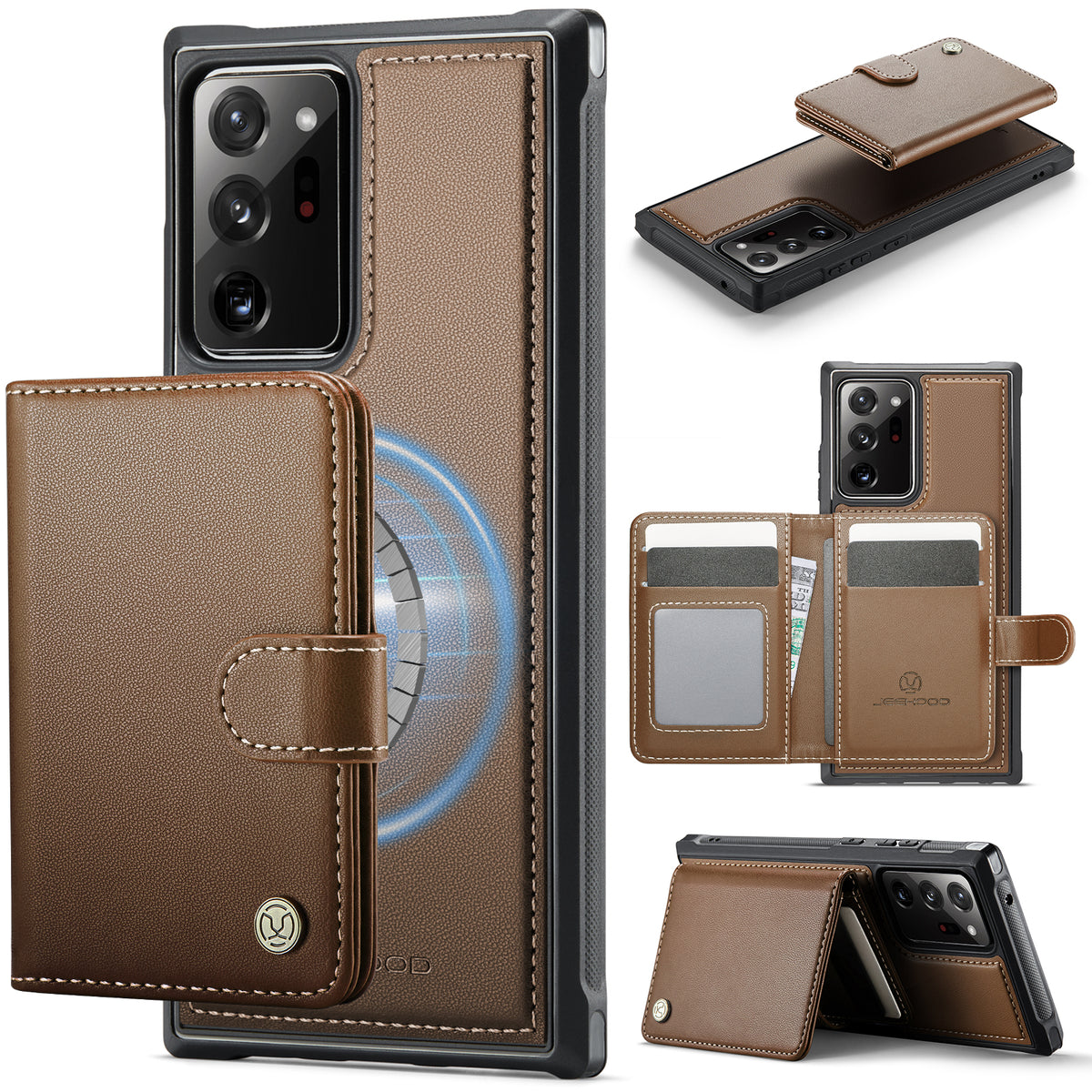 JEEHOOD For Samsung Galaxy Note20 Ultra Case  J09 RFID Blocking Card Holder Leather Back Phone Cover Magnetic Case