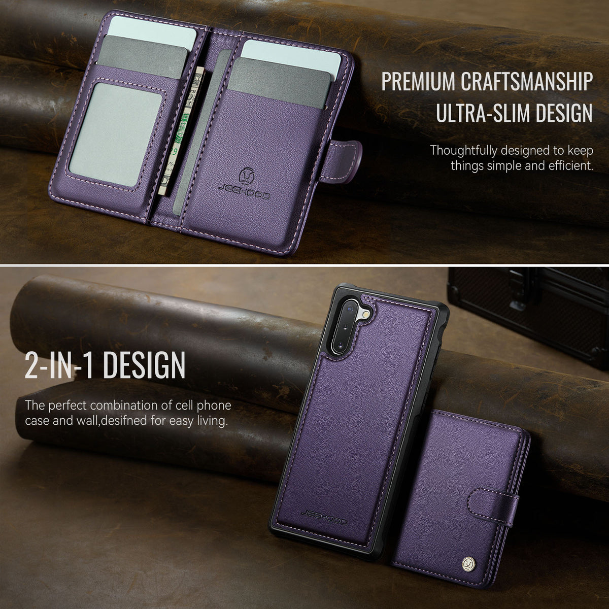 JEEHOOD For Samsung Galaxy Note10 Case  J09 RFID Blocking Card Holder Leather Back Phone Cover Magnetic Case