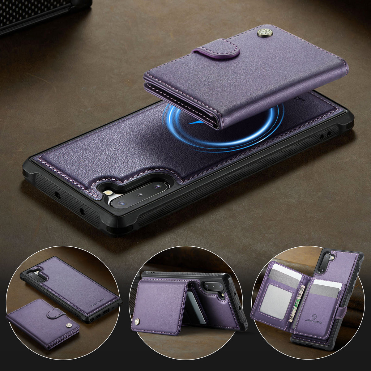 JEEHOOD For Samsung Galaxy Note10 Case  J09 RFID Blocking Card Holder Leather Back Phone Cover Magnetic Case