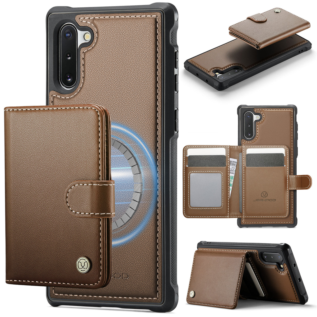 JEEHOOD For Samsung Galaxy Note10 Case  J09 RFID Blocking Card Holder Leather Back Phone Cover Magnetic Case