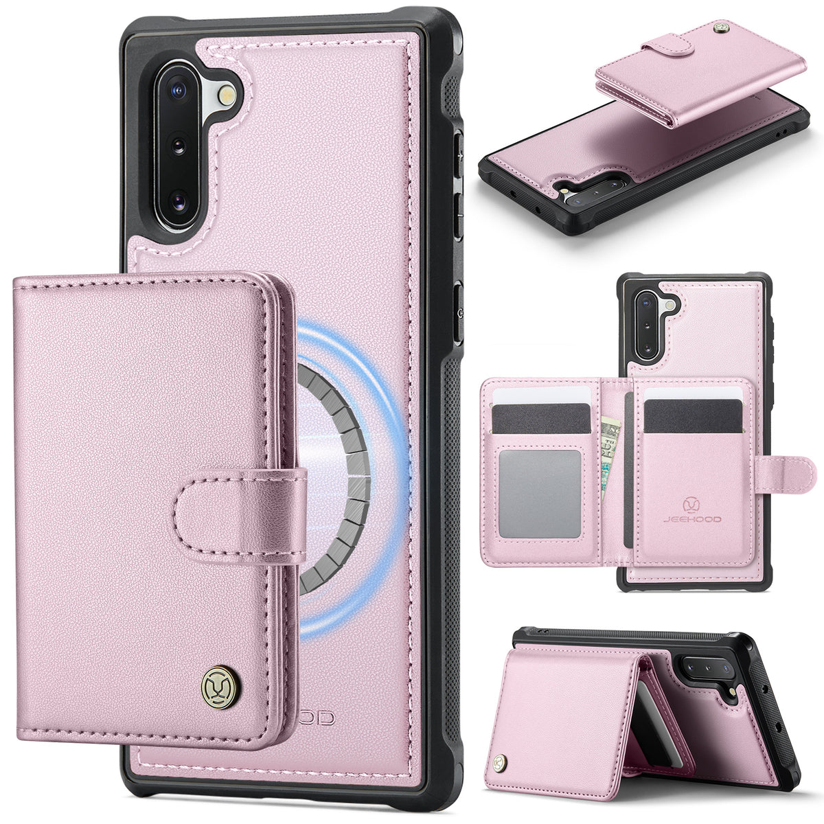 JEEHOOD For Samsung Galaxy Note10 Case  J09 RFID Blocking Card Holder Leather Back Phone Cover Magnetic Case