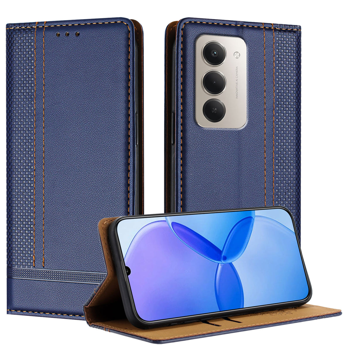 For Xiaomi Redmi 15 4G (EU) (171mm) / Xiaomi Redmi 15 5G (EU) (171mm) Case L-Shaped Grid Pattern Leather Stand Phone Cover with Card Slots