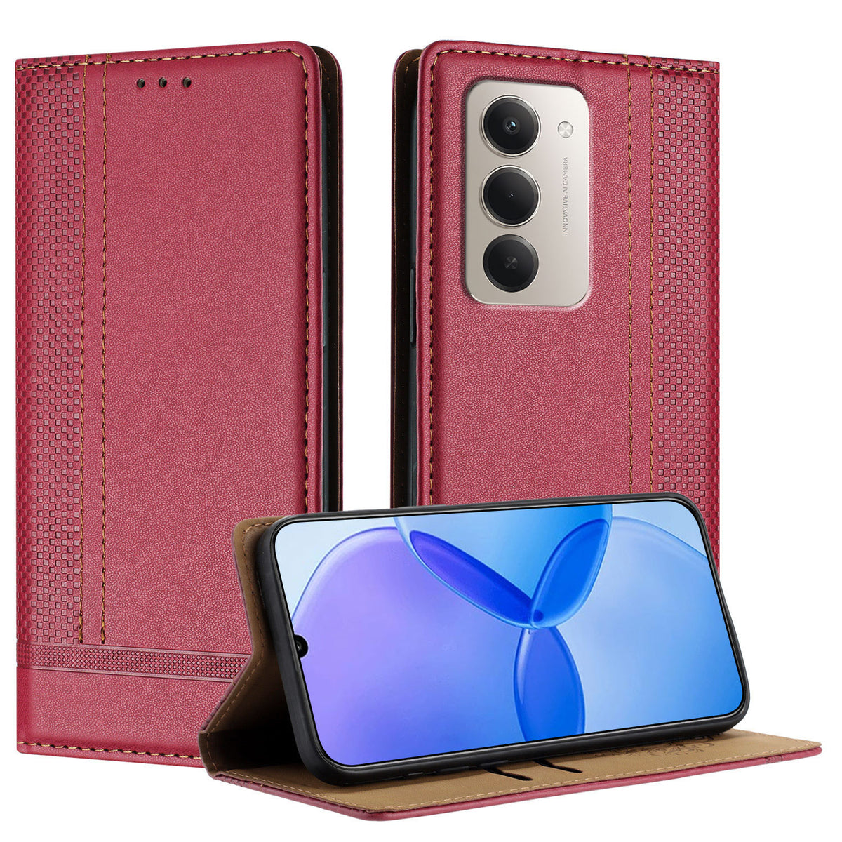 For Xiaomi Redmi 15 4G (EU) (171mm) / Xiaomi Redmi 15 5G (EU) (171mm) Case L-Shaped Grid Pattern Leather Stand Phone Cover with Card Slots