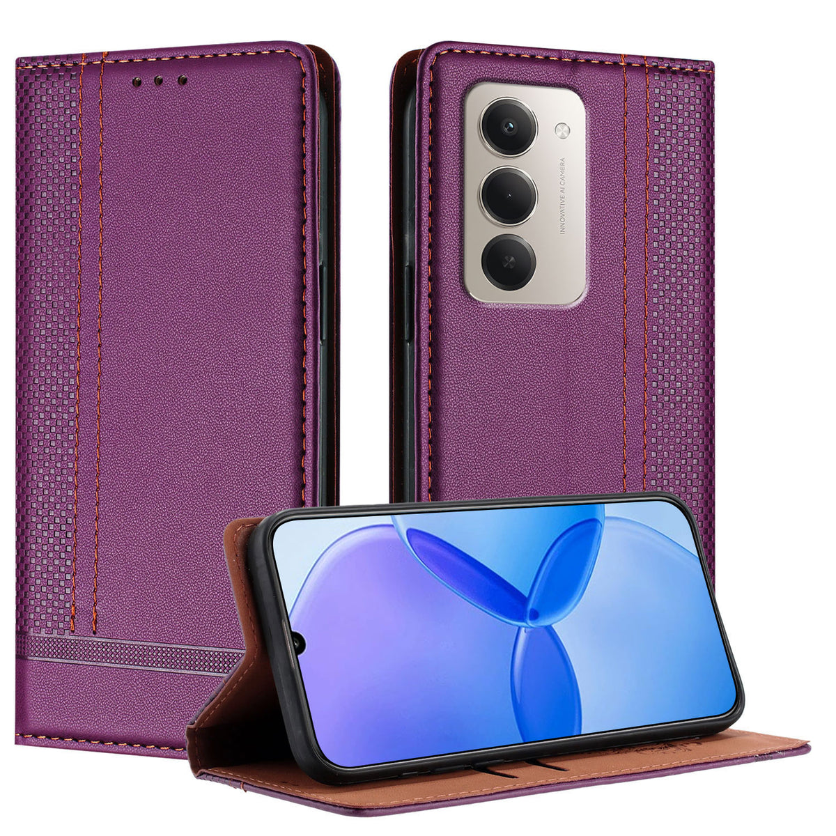For Xiaomi Redmi 15 4G (EU) (171mm) / Xiaomi Redmi 15 5G (EU) (171mm) Case L-Shaped Grid Pattern Leather Stand Phone Cover with Card Slots