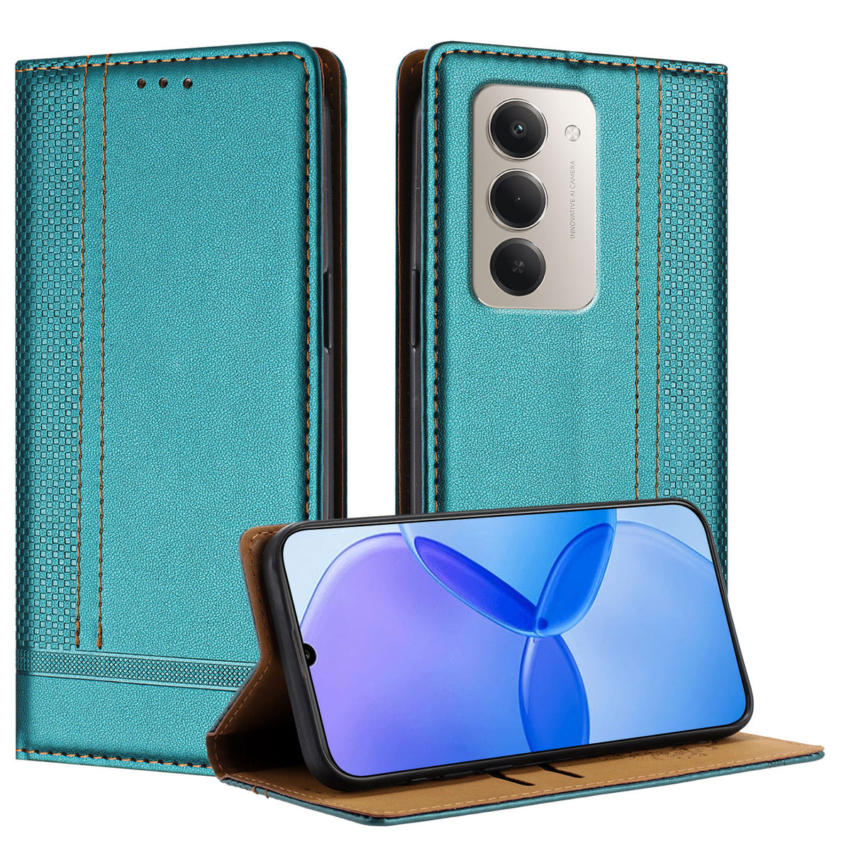 For Xiaomi Redmi 15 4G (EU) (171mm) / Xiaomi Redmi 15 5G (EU) (171mm) Case L-Shaped Grid Pattern Leather Stand Phone Cover with Card Slots