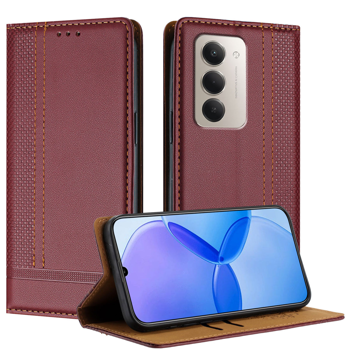 For Xiaomi Redmi 15 4G (EU) (171mm) / Xiaomi Redmi 15 5G (EU) (171mm) Case L-Shaped Grid Pattern Leather Stand Phone Cover with Card Slots