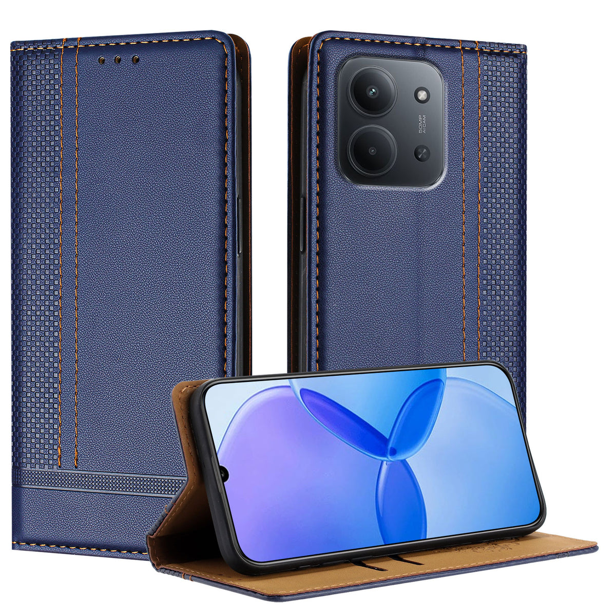 For Xiaomi Redmi 15C 5G (EU) (173mm) / Xiaomi Redmi 15C 4G (EU) (173mm) Case L-Shaped Grid Pattern Leather Stand Phone Cover with Card Slots