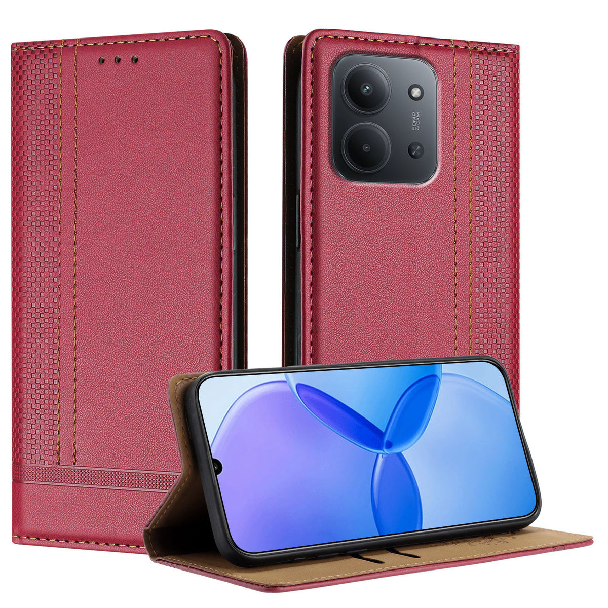 For Xiaomi Redmi 15C 5G (EU) (173mm) / Xiaomi Redmi 15C 4G (EU) (173mm) Case L-Shaped Grid Pattern Leather Stand Phone Cover with Card Slots