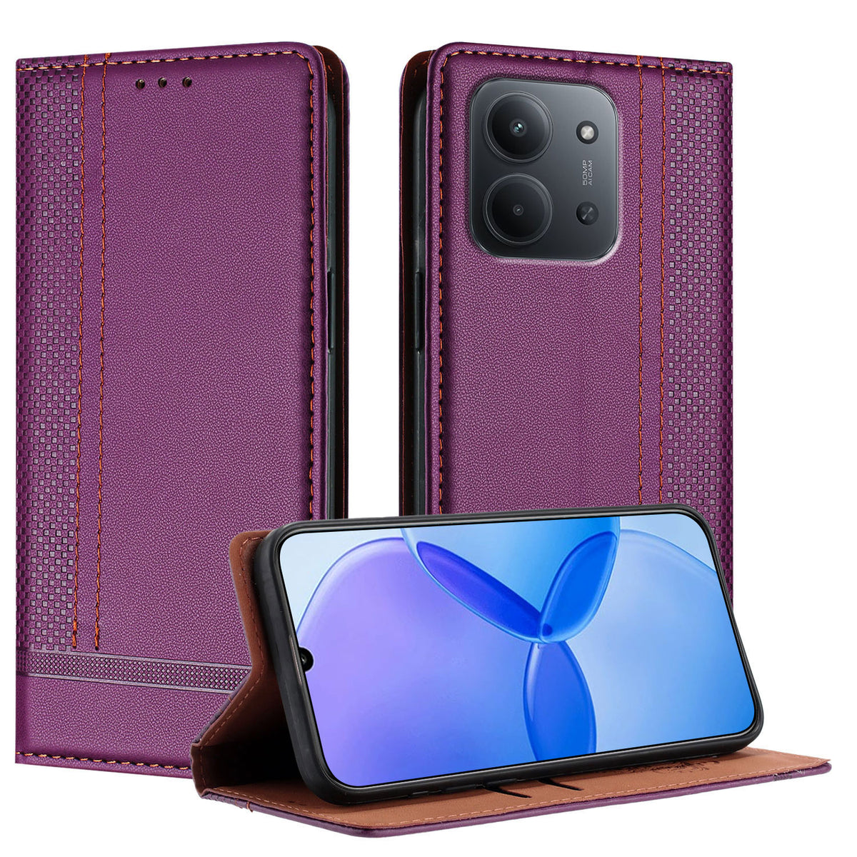 For Xiaomi Redmi 15C 5G (EU) (173mm) / Xiaomi Redmi 15C 4G (EU) (173mm) Case L-Shaped Grid Pattern Leather Stand Phone Cover with Card Slots