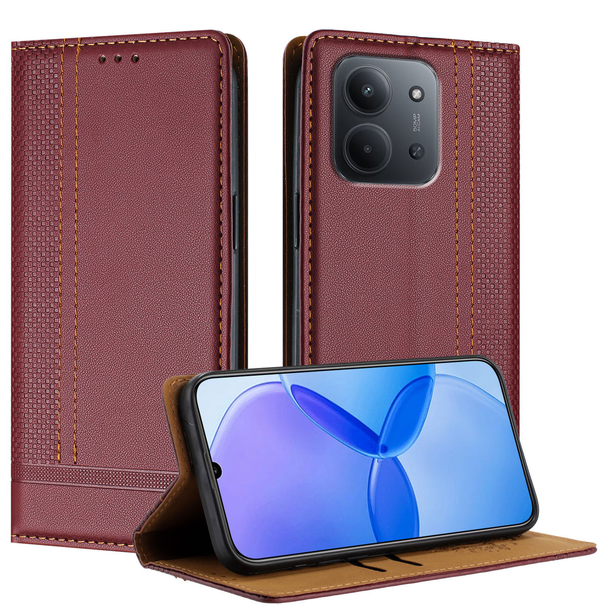 For Xiaomi Redmi 15C 5G (EU) (173mm) / Xiaomi Redmi 15C 4G (EU) (173mm) Case L-Shaped Grid Pattern Leather Stand Phone Cover with Card Slots