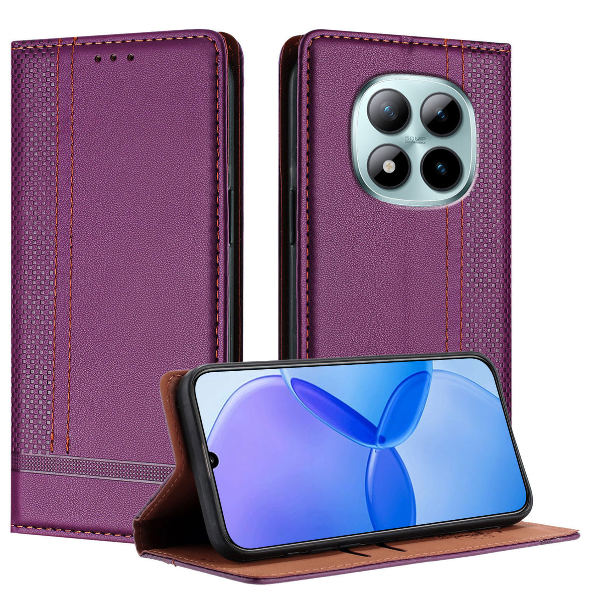 For Xiaomi Poco M8 Pro 5G / Redmi Note 15 Pro+ 5G (Global) Case L-Shaped Grid Pattern Leather Stand Phone Cover with Card Slots