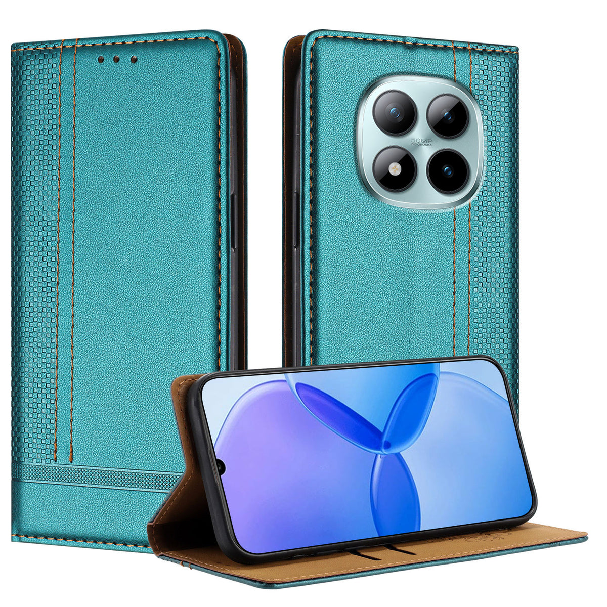 For Xiaomi Poco M8 Pro 5G / Redmi Note 15 Pro+ 5G (Global) Case L-Shaped Grid Pattern Leather Stand Phone Cover with Card Slots
