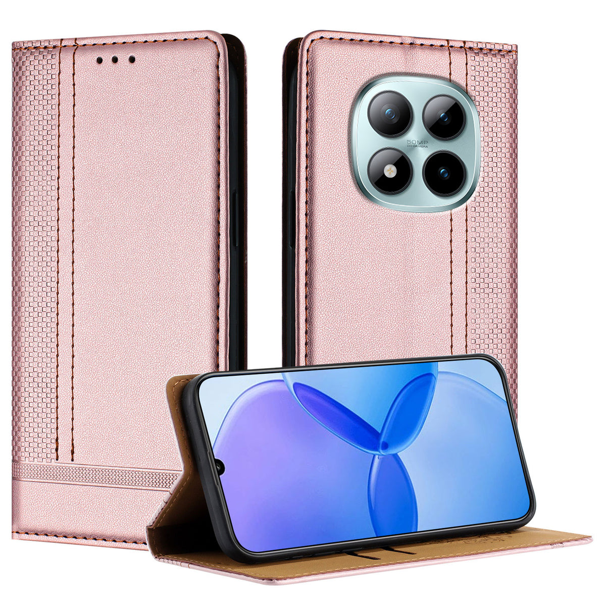 For Xiaomi Poco M8 Pro 5G / Redmi Note 15 Pro+ 5G (Global) Case L-Shaped Grid Pattern Leather Stand Phone Cover with Card Slots
