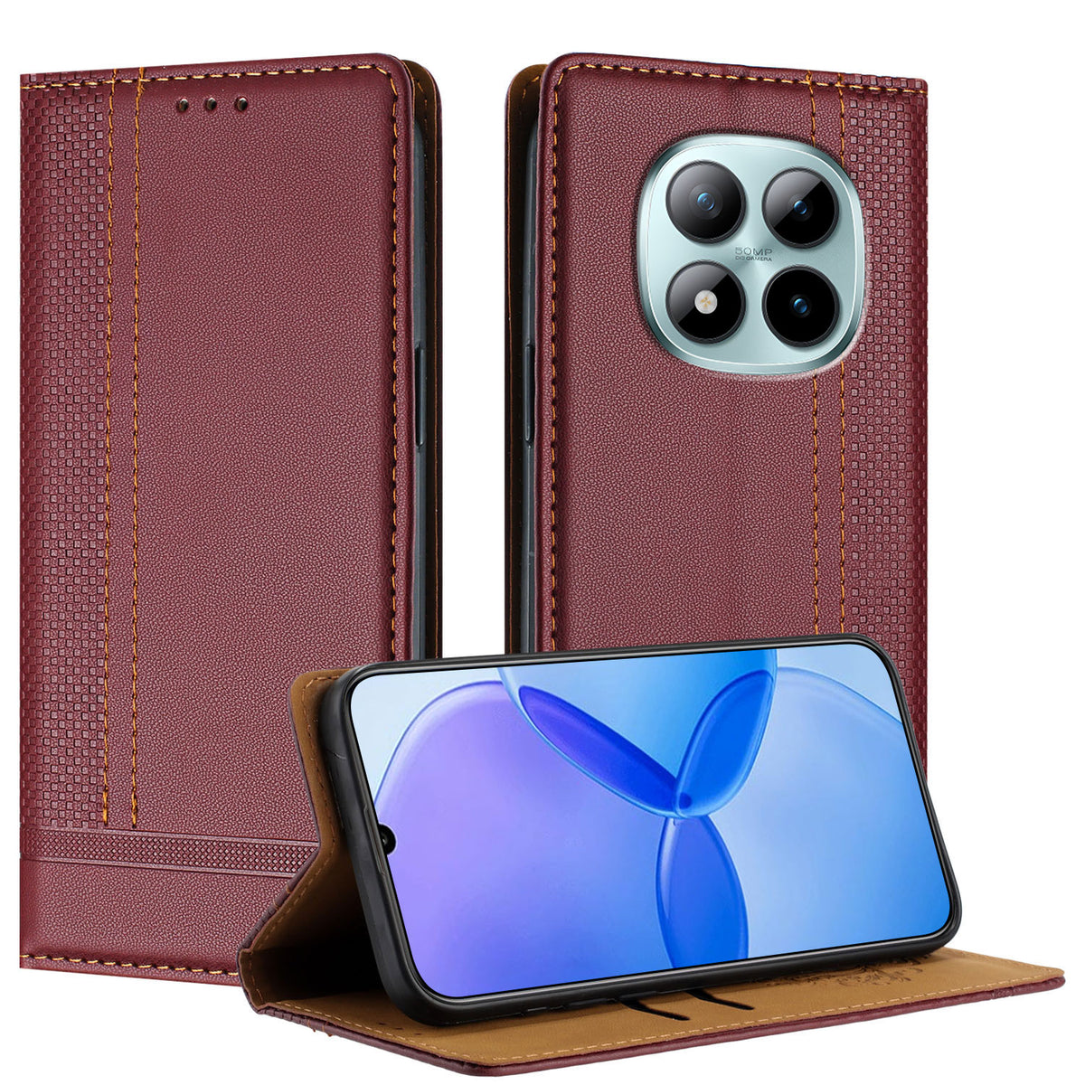 For Xiaomi Poco M8 Pro 5G / Redmi Note 15 Pro+ 5G (Global) Case L-Shaped Grid Pattern Leather Stand Phone Cover with Card Slots