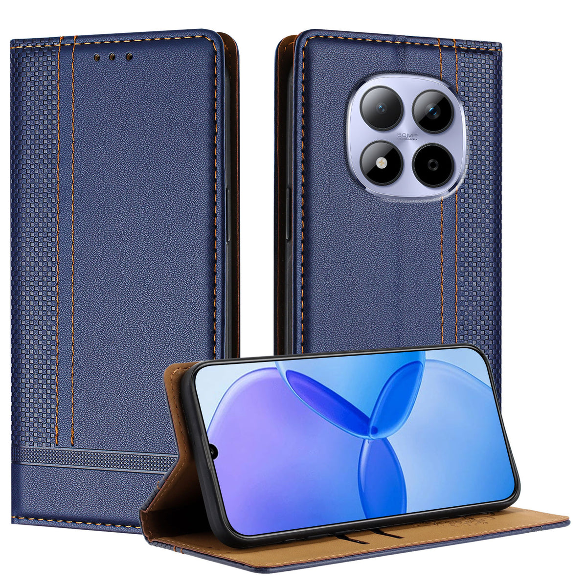 Xiaomi Redmi Note 15 Pro 5G (Global) Skal L-format Rutmönster Läderställ mobilskal med Kortplatser