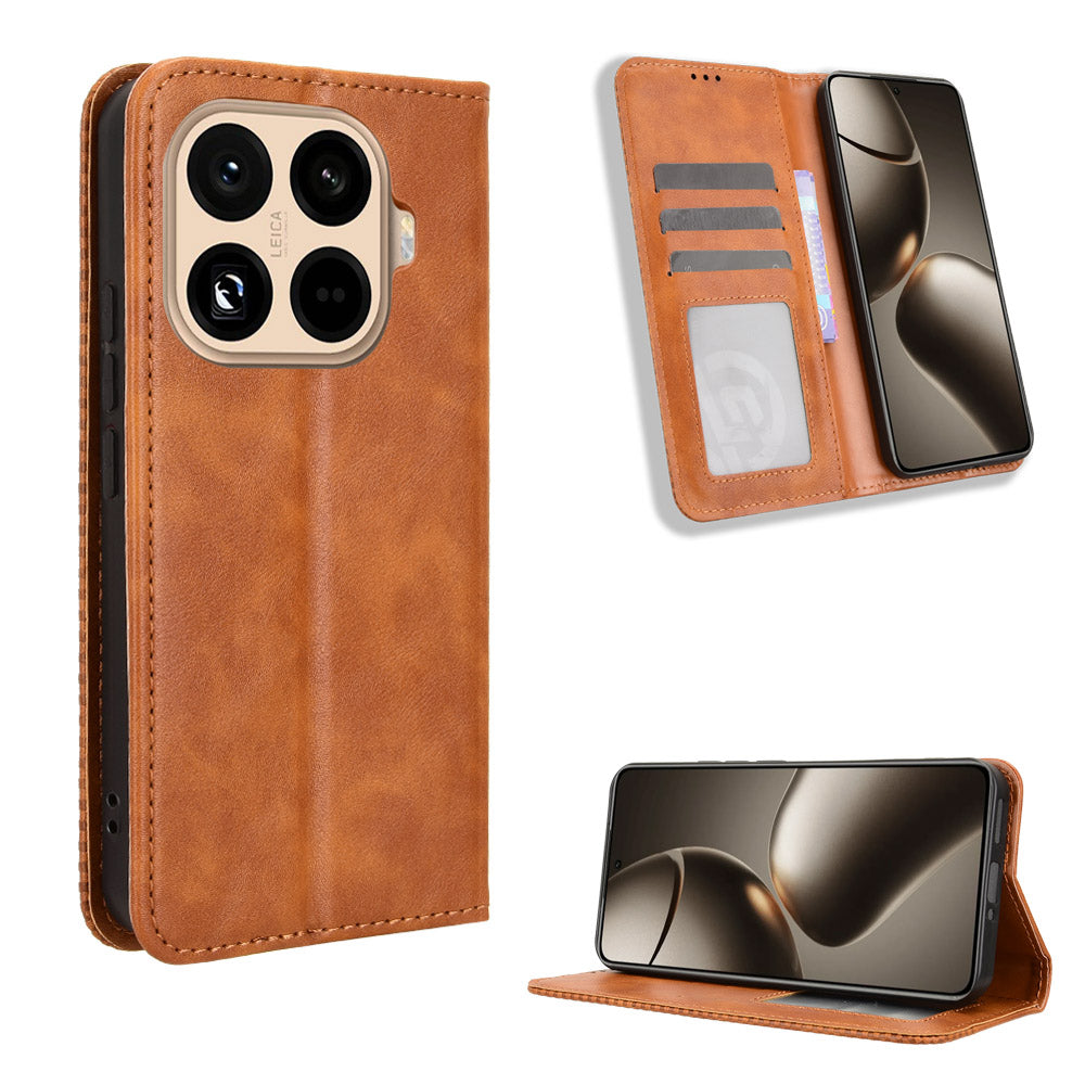 For Xiaomi 15T Pro Leather Case Wallet Stand Retro Texture Phone Cover