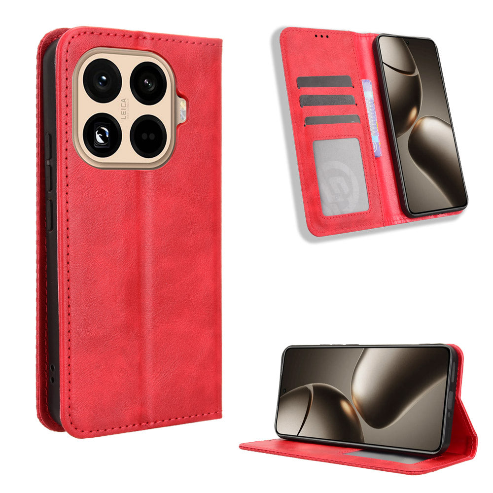 For Xiaomi 15T Pro Leather Case Wallet Stand Retro Texture Phone Cover