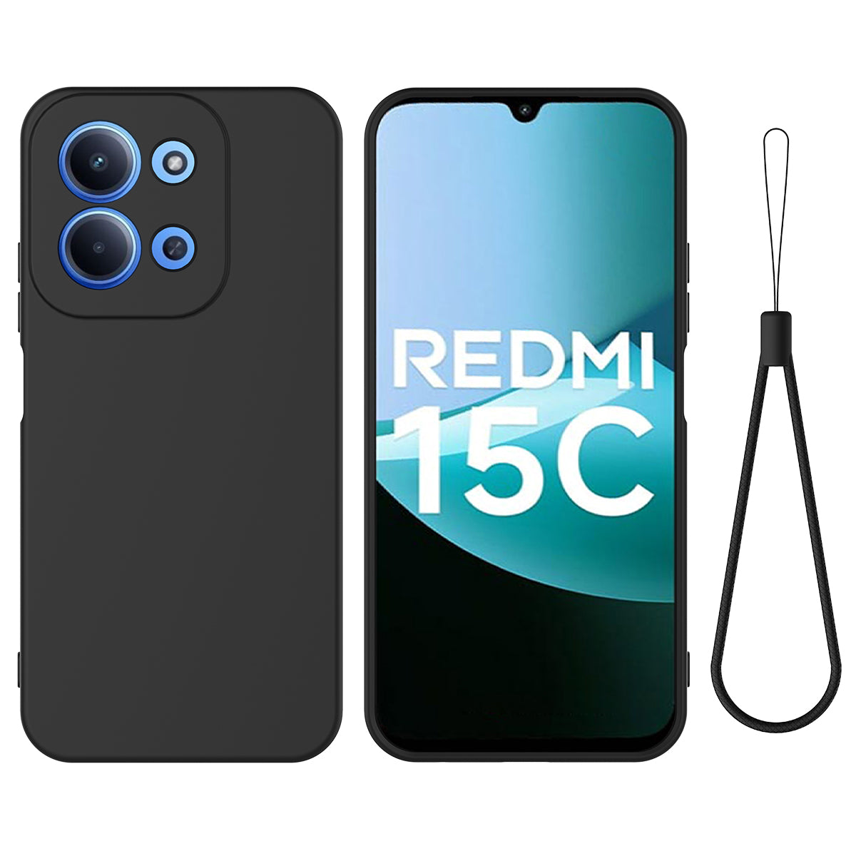 Xiaomi Redmi 15C 4G (Global) (171 mm) / 15C 5G (Global) (171 mm) / Poco C85 4G (171 mm) Flytande silikonskal, mobilbaksida med handrem