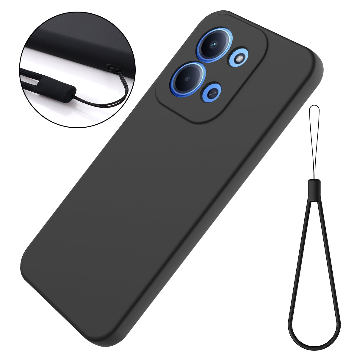 Xiaomi Redmi 15C 4G (Global) (171 mm) / 15C 5G (Global) (171 mm) / Poco C85 4G (171 mm) Flytande silikonskal, mobilbaksida med handrem