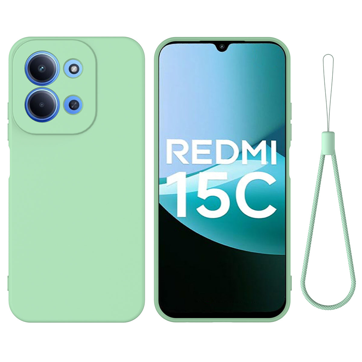 Xiaomi Redmi 15C 4G (Global) (171 mm) / 15C 5G (Global) (171 mm) / Poco C85 4G (171 mm) Flytande silikonskal, mobilbaksida med handrem