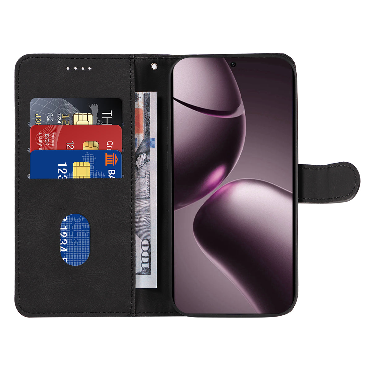 For Xiaomi 15T Wallet Case Leather Phone Cover Stand with Curved Line Design