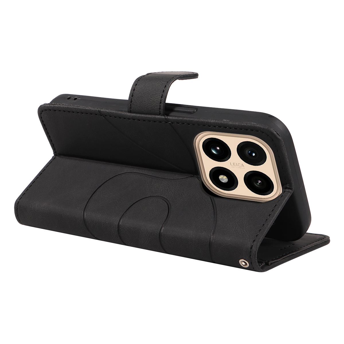 For Xiaomi 15T Wallet Case Leather Phone Cover Stand with Curved Line Design
