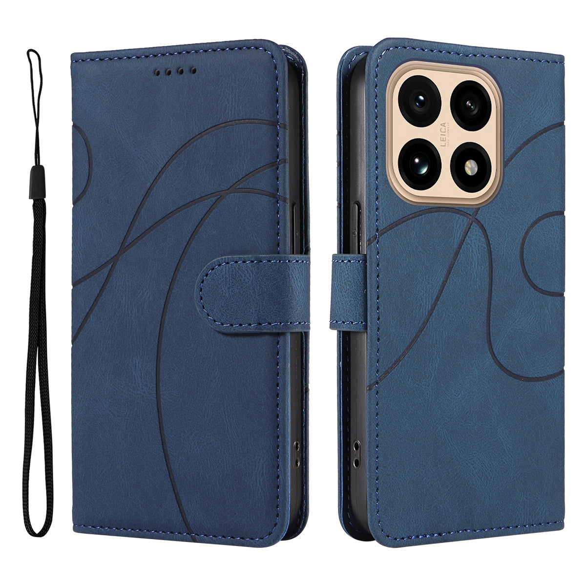 For Xiaomi 15T Wallet Case Leather Phone Cover Stand with Curved Line Design