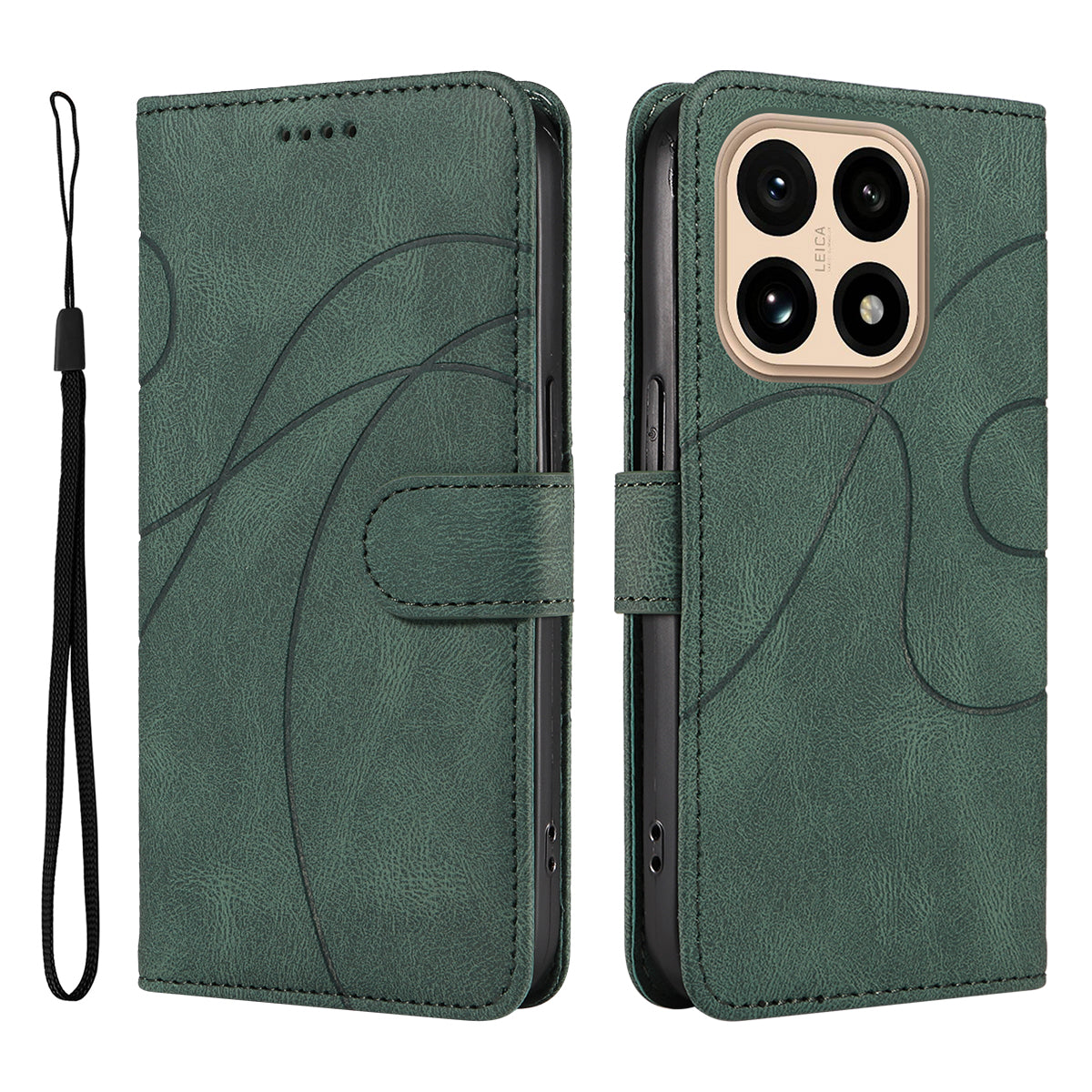 For Xiaomi 15T Wallet Case Leather Phone Cover Stand with Curved Line Design