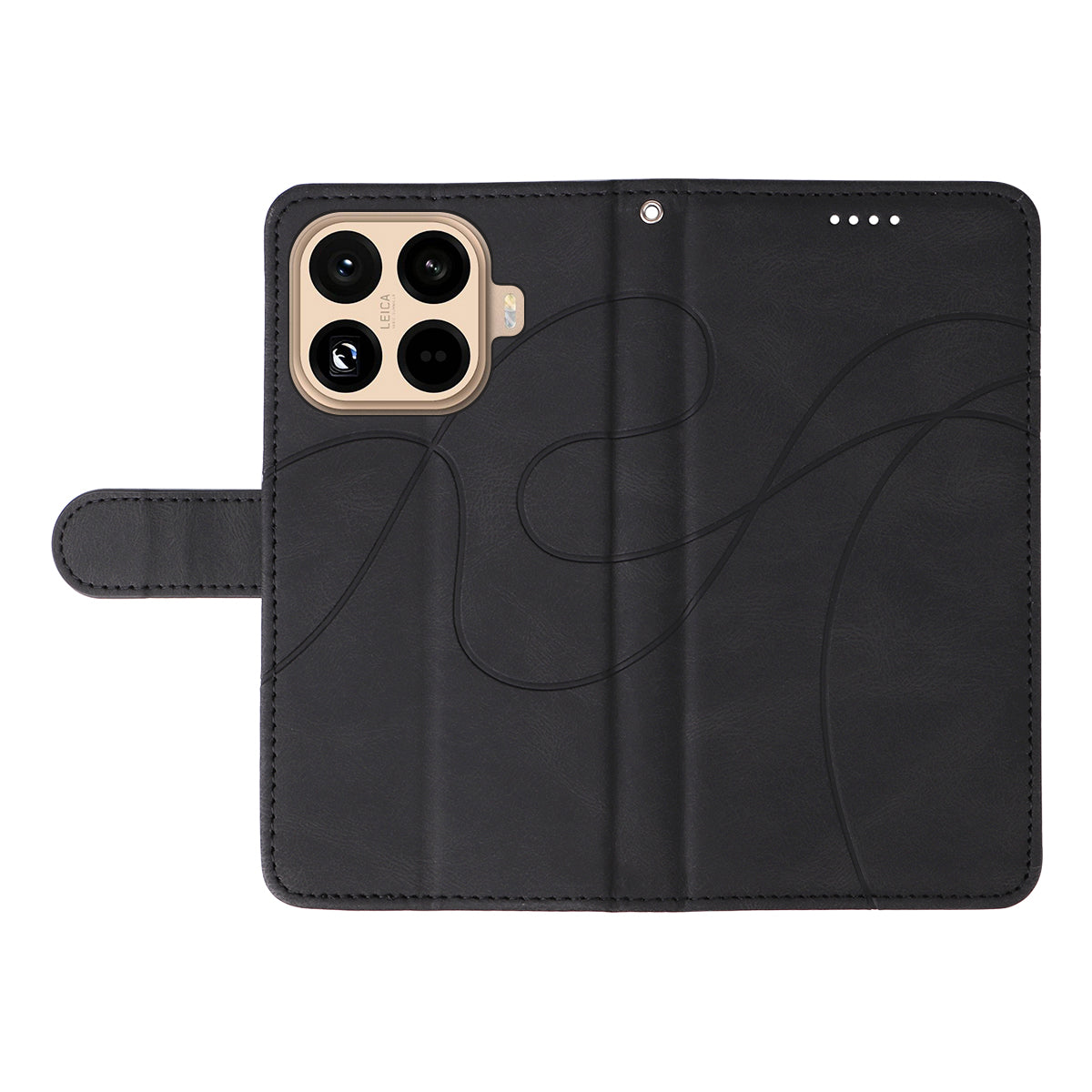 For Xiaomi 15T Pro Wallet Case Leather Phone Cover Stand with Curved Line Design