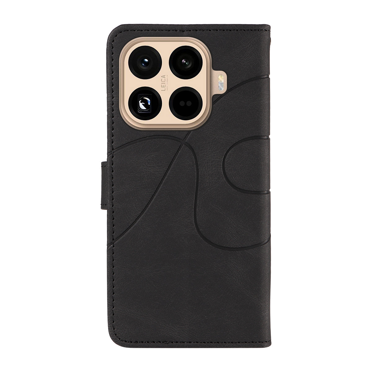 Xiaomi 15T Pro plånboksfodral i läder med stativ och böjd linjedesign