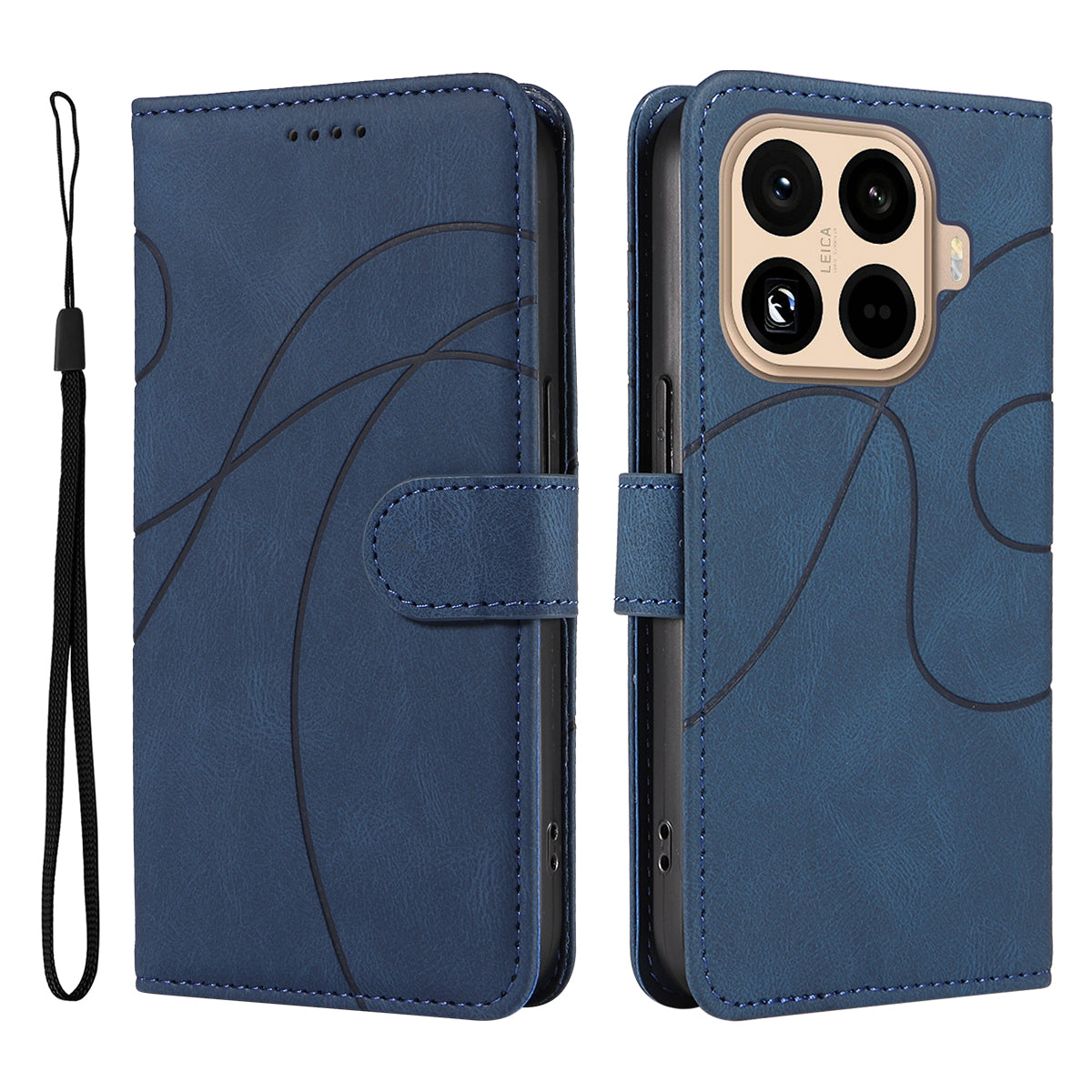 For Xiaomi 15T Pro Wallet Case Leather Phone Cover Stand with Curved Line Design