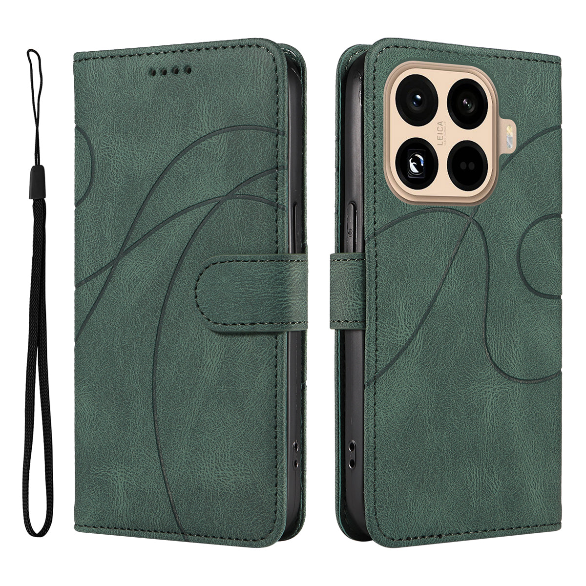 For Xiaomi 15T Pro Wallet Case Leather Phone Cover Stand with Curved Line Design
