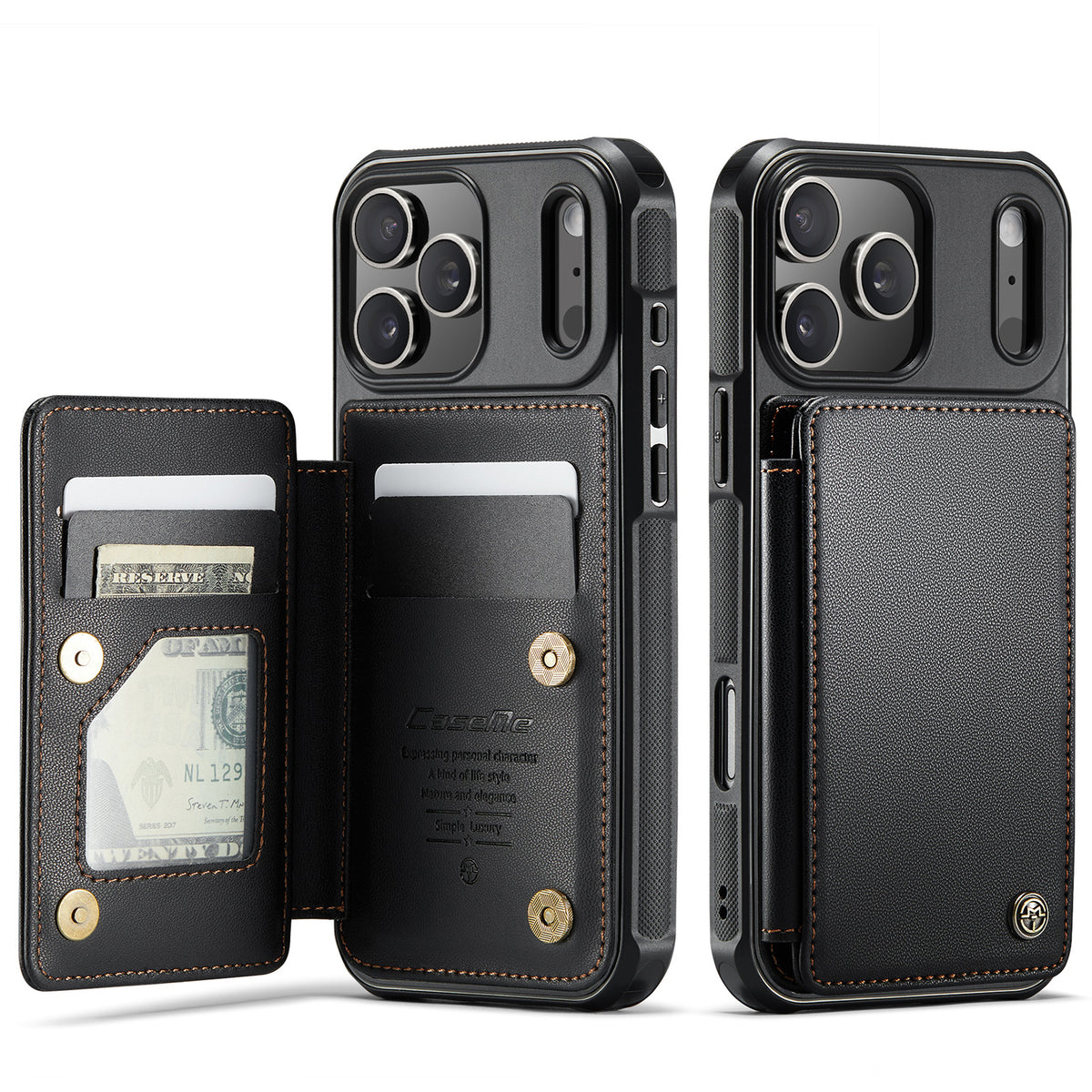 CASEME For iPhone 18 Pro Max / 17 Pro Max Case with RFID Blocking 5 Card Slots C22 Leather Back Cover