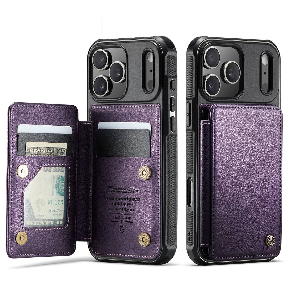 CASEME For iPhone 18 Pro Max / 17 Pro Max Case with RFID Blocking 5 Card Slots C22 Leather Back Cover