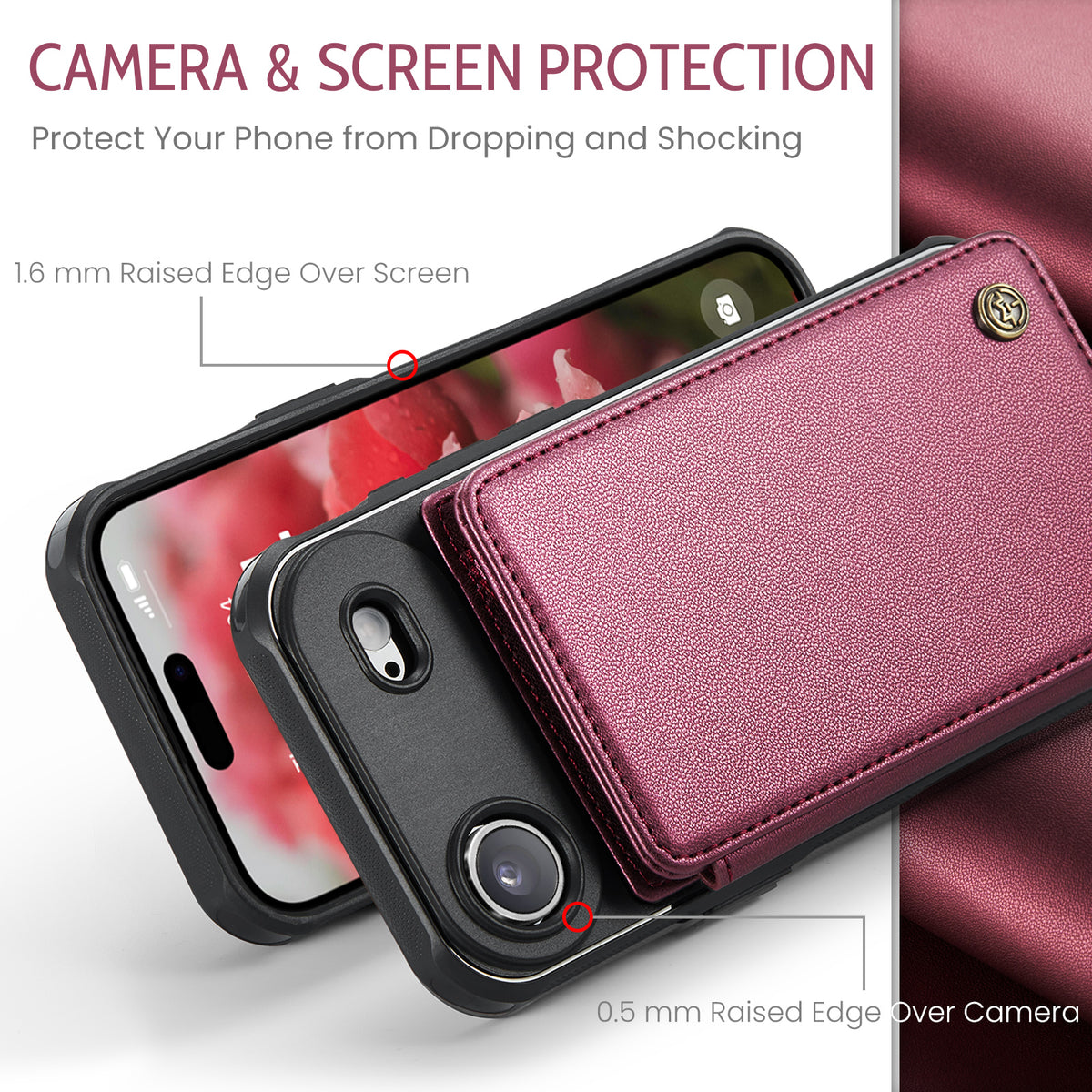 CASEME til iPhone Air-etui med RFID-blokerende 5 kortpladser C22 læderbagcover