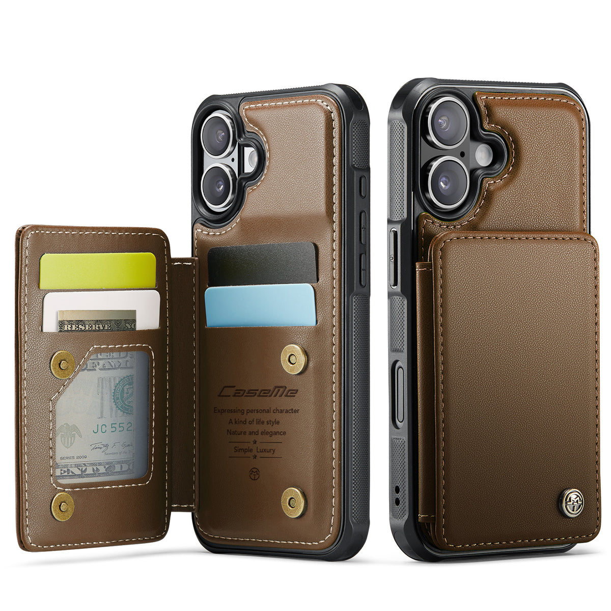 CASEME Fodral för iPhone 17 med RFID-blockering 5 kortplatser C22 Baksida i läder