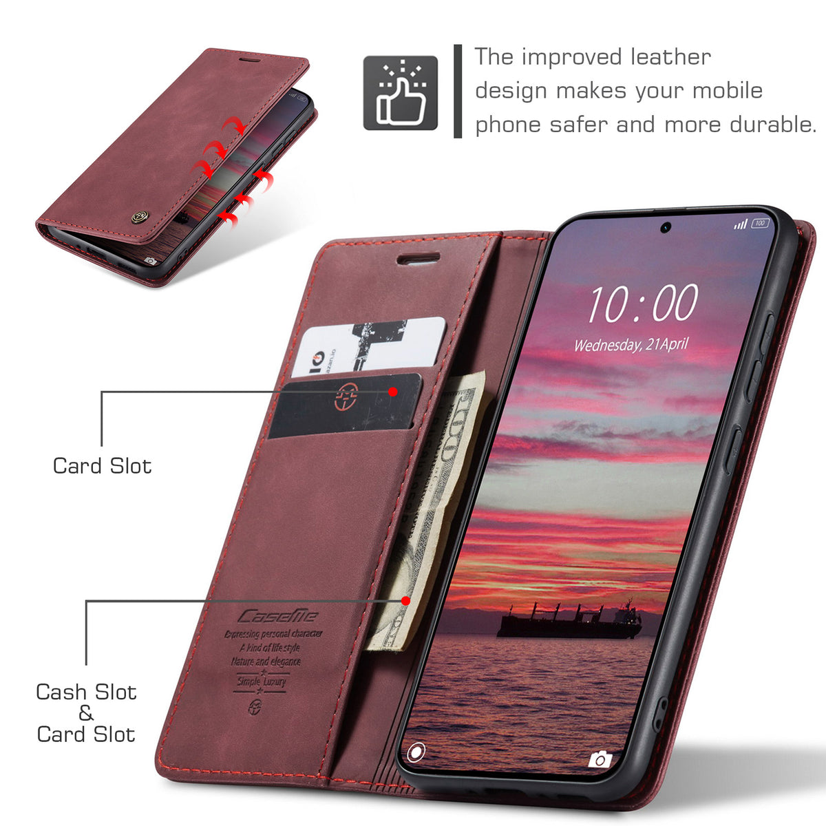 CASEME For Xiaomi 15T Wallet Case  013 Series PU Leather Phone Cover Stand