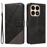 For Xiaomi 15T Leather Case Geometric Line Design Wallet Phone Cover with Wrist Strap