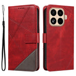 For Xiaomi 15T Pro Leather Case Geometric Line Design Wallet Phone Cover with Wrist Strap