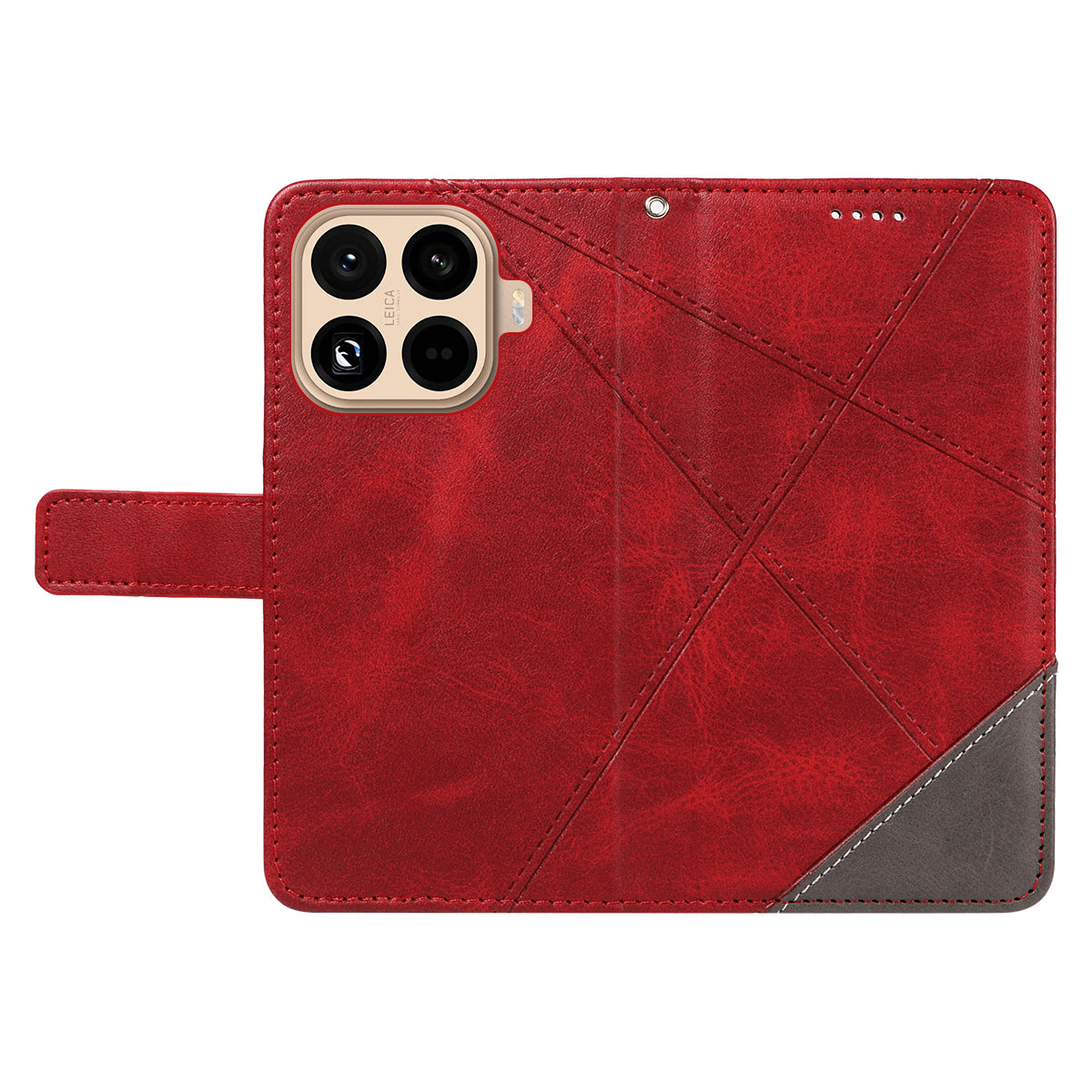 For Xiaomi 15T Pro Leather Case Geometric Line Design Wallet Phone Cover with Wrist Strap