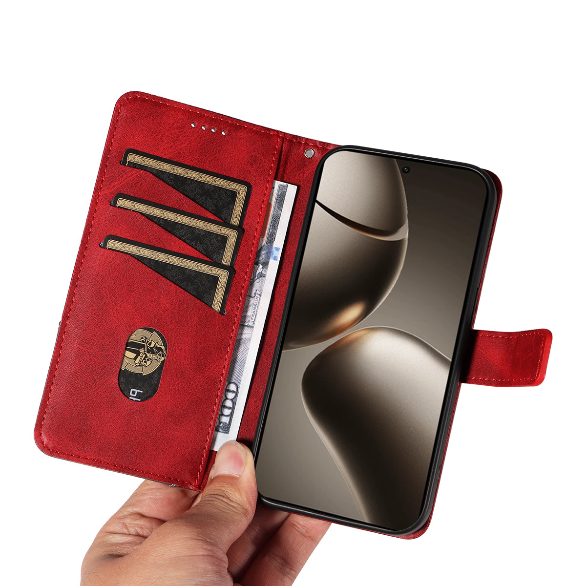 For Xiaomi 15T Pro Leather Case Geometric Line Design Wallet Phone Cover with Wrist Strap