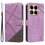 For Xiaomi 15T Pro Leather Case Geometric Line Design Wallet Phone Cover with Wrist Strap