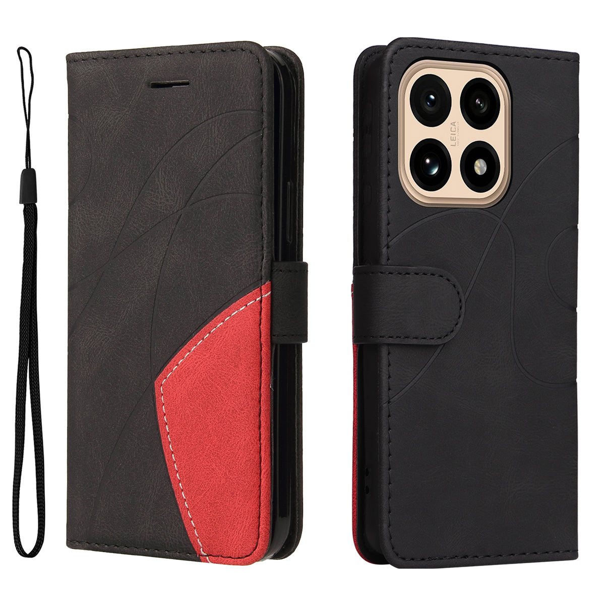 For Xiaomi 15T Leather Phone Case Stand Wallet with Bi-colour Splicing Design
