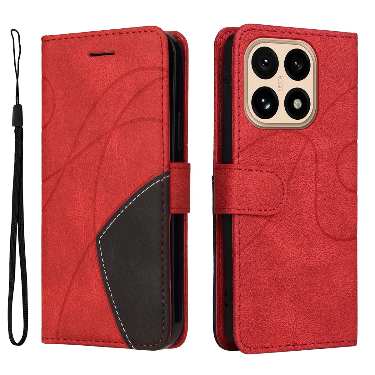 For Xiaomi 15T Leather Phone Case Stand Wallet with Bi-colour Splicing Design