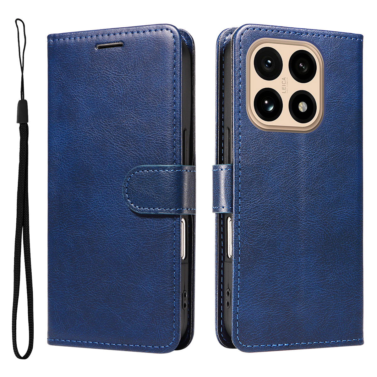 For Xiaomi 15T Leather Wallet Case with Strap Solid Color Phone Stand Cover