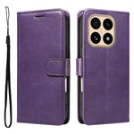 For Xiaomi 15T Leather Wallet Case with Strap Solid Color Phone Stand Cover