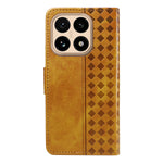 For Xiaomi 15T Leather Case Wallet Stand Grids Imprinted Phone Cover with Strap