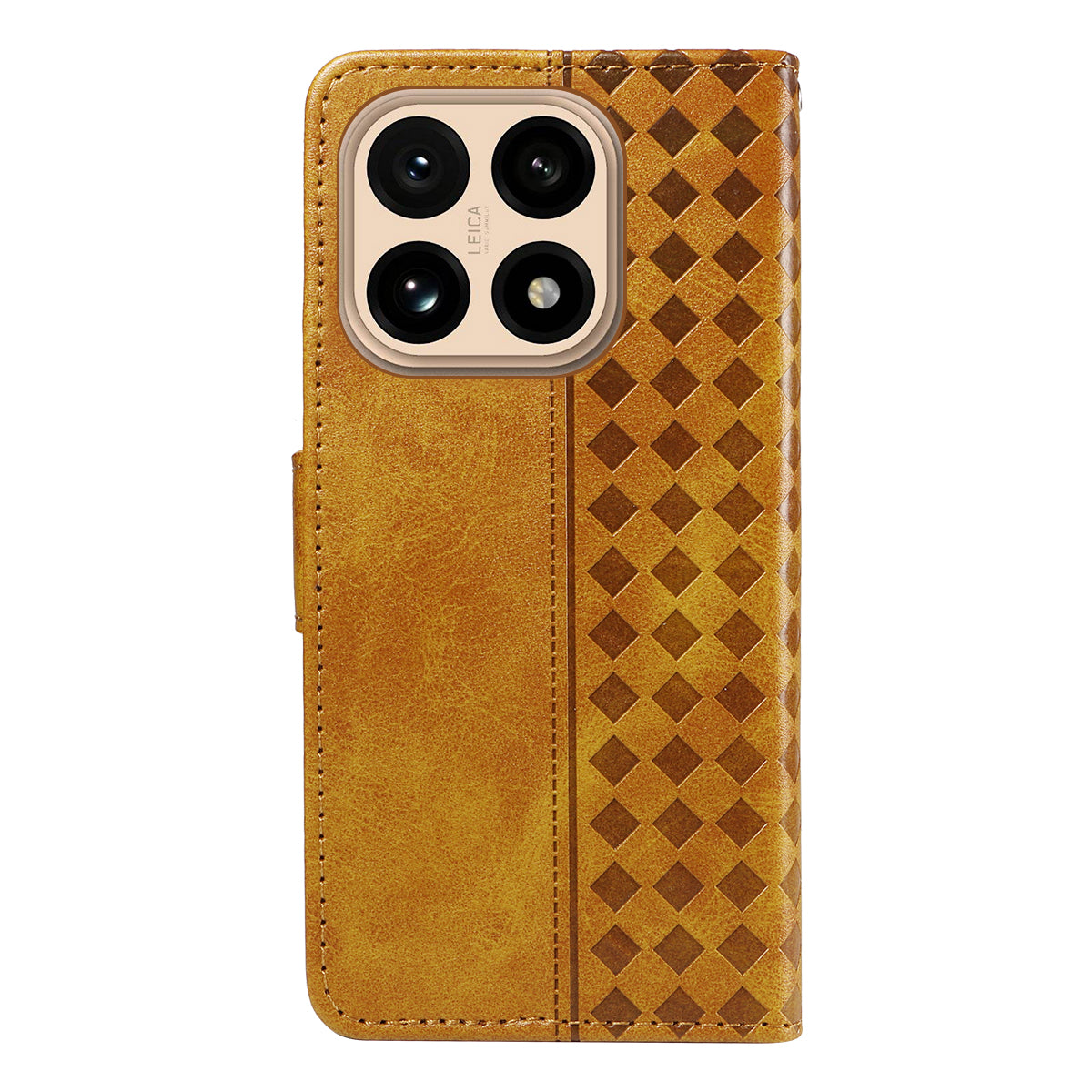 For Xiaomi 15T Leather Case Wallet Stand Grids Imprinted Phone Cover with Strap