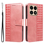 For Xiaomi 15T Leather Case Wallet Stand Grids Imprinted Phone Cover with Strap